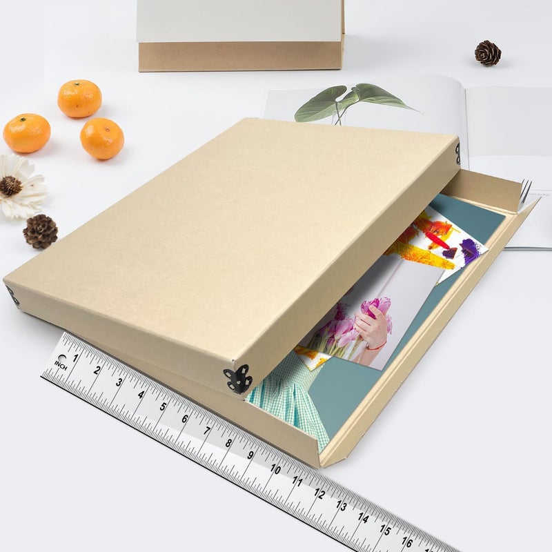 Lineco Museum Archival Storage Box, 11.75x15.25x1.5 in. Drop Front Design. Acid-Free with Metal Edge. Organize Photos, Pictures, Prints, Documents, Crafts, DIY. Tan, 1 Pack - Image 4